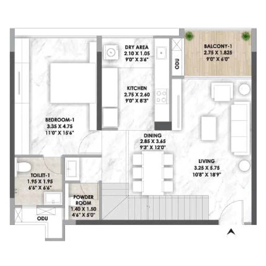 3 BHK Duplex Floor Plan at Mantra Meridian Balewadi Pune